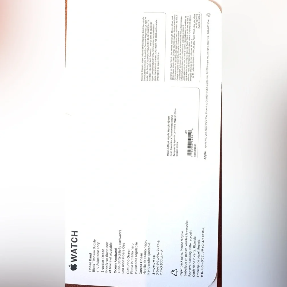 Apple Watch 49mm w/Black Titanium Neon Green Ocean Band f/Ultra 2, Sealed, NEW